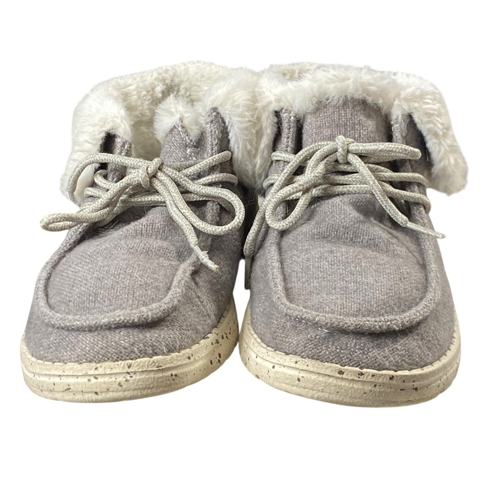 Hey Dude Wool Britt Shoes Womens 6 37 Gray Fuzzy Cozy Winter‎ Comfortable Casual - Picture 3 of 13